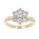18ct Yellow Gold 1.00ct Diamond Cluster Ring