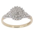 9ct Yellow Gold 0.25ct Brilliant Cut Diamond Cluster Ring