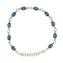 9ct Yellow Gold Blue Topaz And Cubic Zirconia Bracelet 8"