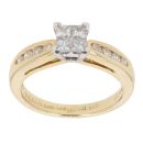18ct Yellow Gold Princess And Brilliant Cut Diamond Cluster Ring