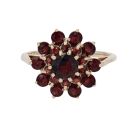 9ct Yellow Gold Garnet Cluster Ring