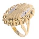 14ct Yellow Gold Greek Key Patterned Marquise Fancy Ring