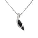 9ct White Gold Onyx Pendant and Chain 16"
