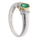 18ct Yellow And White Gold 0.12ct Diamond And Emerald Ring