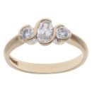 9ct Yellow Gold Cubic Zirconia Three Stone Ring
