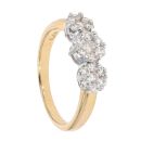 18ct Yellow Gold 0.50ct Diamond Triple Cluster Ring