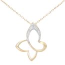 9ct Yellow Gold Diamond Butterfly Pendant Necklace