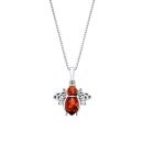 Sterling Silver Baltic Amber Bumblebee Pendant Necklace