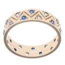 9ct Yellow Gold Blue Gemstone And Cubic Zirconia Fancy Ring
