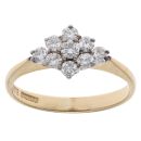 18ct Yellow Gold 0.33ct Brilliant Cut Diamond Cluster Ring