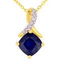 9ct Yellow Gold Sapphire Crossover Diamond Pendant Necklace