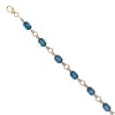 9ct Yellow Gold Blue Topaz And Cubic Zirconia Bracelet 8"