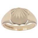 9ct Yellow Gold Patterned Shield Signet Ring