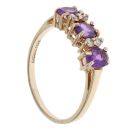9ct Yellow Gold Purple Gemstone Three Stone Ring