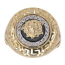 18ct Yellow Gold Cubic Zirconia Medusa Greek Key Ring