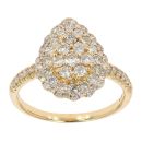 18ct Yellow Gold 1.05ct Diamond Cluster Pear Ring by Anya Belle