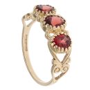 9ct Yellow Gold Garnet Three Stone Ring