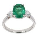 Platinum Emerald And Diamond Ring