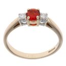 9ct Yellow Gold 0.10ct Diamond And Fire Opal Ring