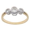 18ct Yellow Gold 0.50ct Brilliant And Oval Cut Diamond Trilogy Ring