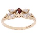 9ct Yellow Gold Garnet And Cubic Zirconia Stone Set Ring