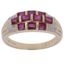 14ct Yellow Gold 0.05ct Diamond and Ruby Fancy Ring