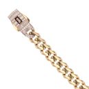 14ct Yellow Gold Monaco Classic Baguette Pave Lock Curb Bracelet 6.5"