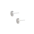 Sterling Silver Round Pavé Cubic Zirconia Disc Stud Earrings