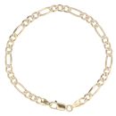 9ct Yellow and White Gold Diamond Cut Figaro Bracelet 7"