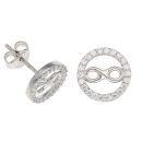Silver Cubic Zirconia Infinity Circle Stud Earring by Icesia