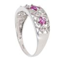 9ct White Gold 0.05ct Diamond And Created Ruby Ring