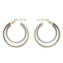 14ct Yellow And White Gold Fancy Hoop Earrings