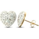 9ct Yellow Gold Crystal Heart Stud Earrings
