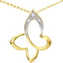 9ct Yellow Gold Diamond Butterfly Pendant Necklace