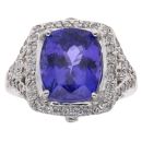 18ct White Gold 0.75ct Diamond And Tanzanite Cluster Ring