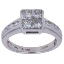 18ct White Gold 1.00ct Princess Cut Diamond Cluster Ring