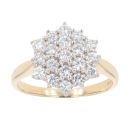 9ct Yellow Gold 1.00ct Diamond Cluster Ring