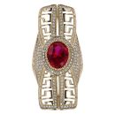 14ct Yellow Gold Cubic Zirconia  and Red Gemstone Dress Ring