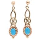 9ct Yellow Gold Turquoise Clogau Celtic Drop Earrings
