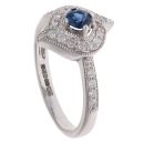 9ct White Gold 0.25ct Diamond And Sapphire Ring