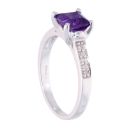 9ct White Gold Amethyst and Diamond Square Ring