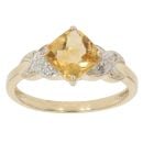9ct Yellow Gold 0.04ct Diamond and Citrine Dress Ring