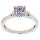 9ct White Gold 0.07ct Diamond and Tanzanite Cluster Ring