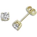 18 Carat Yellow Gold 1ct Clawset Earrings