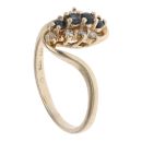 9ct Yellow Gold 0.10ct Diamond and Sapphire Twist Ring