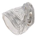 Silver Patterned Saddle Ring By Icesia Gents