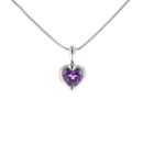18ct White Gold Amethyst Heart Pendant and Chain 16"
