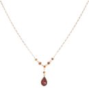9ct Yellow Gold Garnet Drop Pendant and Chain 18"