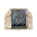 9ct Yellow Gold Hematite Patterned Signet Ring