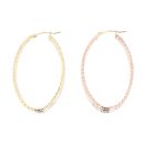 9ct Yellow, White and Rose Gold Oval Hoop Earrings